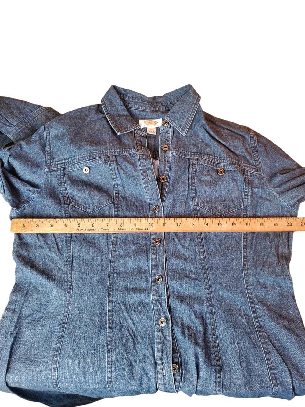 VTG Talbots Denim Shirt Midi Dress Size 16 PETITE – Long Sleeve Blue Jean. #258 - Picture 8 of 11